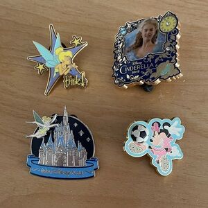 Disney Kids Pin Set - Tinker Bell, Cinderella, Mickey Mouse
